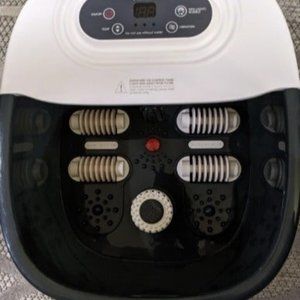Foot Spa Bath Massager w/ Heat, Bubbles, Vibration & Red Light, 4 Massage Roller